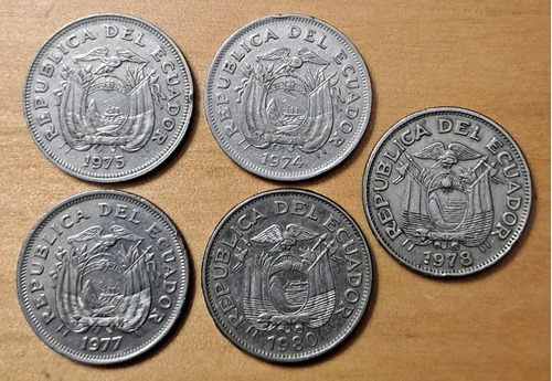 Ecuador X 5 Monedas Distinto Año Incluye 1 Sucre 1974. 