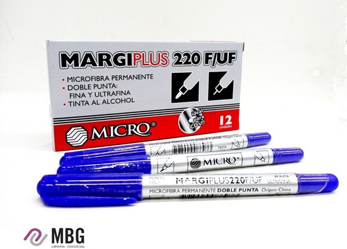 Marcador Micro Margi Plus 220 F/ Uf Azul Por 03 Unidades