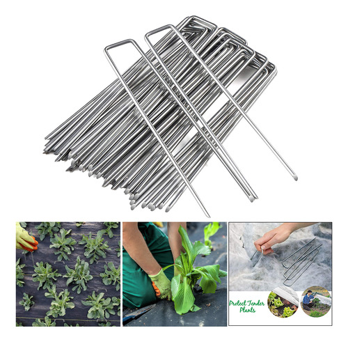 50 Paquetes De Estacas De Jardín De Acero Galvanizado Plata