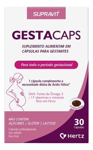 Suplemento Alimentar Gestacaps 30cps - Kley Hertz Sabor Sem Sabor