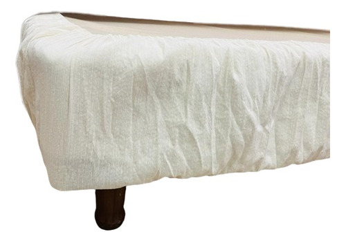 Imagen 3 de 10 de Cubre Sommier Tela Tapiceria Rustica Motita Natural 90x190