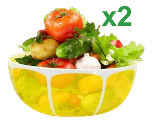 Set X2 Ensaladeras Compoteras Fuente Bowl Diseño Lima Limon