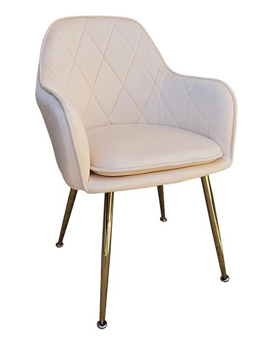Pack 2 Sillas Sitial Poltrona Velvet Patas Doradas Respaldo Estructura De La Silla Blanco