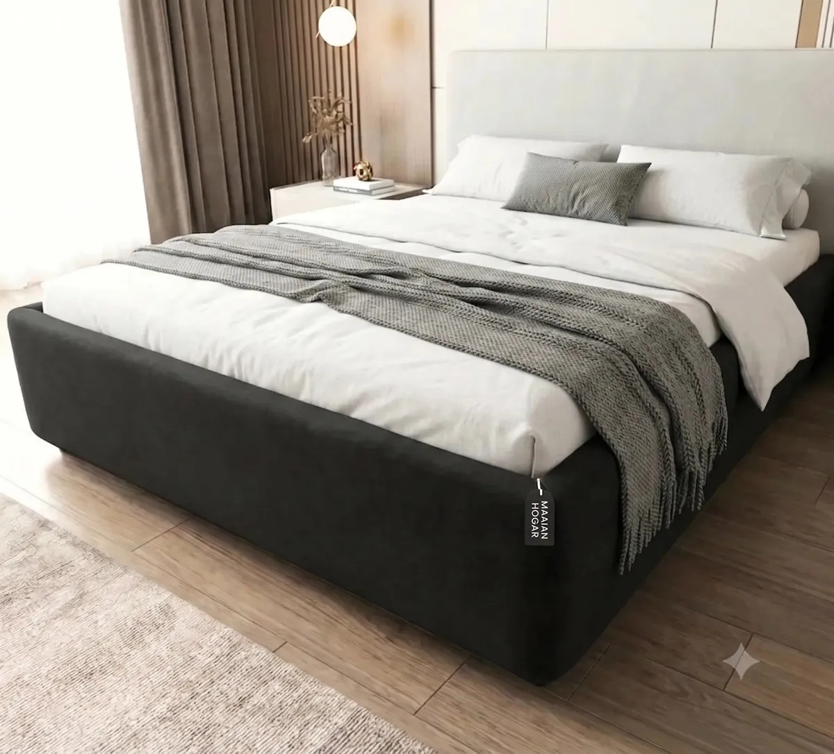 Cubre Sommier Ecocuero Negro 140x190 2 Plazas Antideslizante