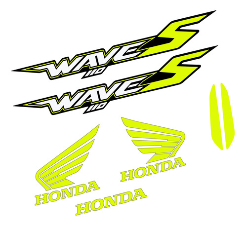 Calcos Color Amarillo Fluor Honda Wave 110s No Original