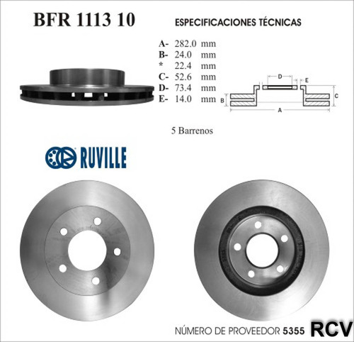 Disco Frenos Der/izq Del Para Chrysler New Yorker  1996