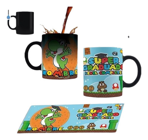 Taza Mágica 11 Oz Graduación Yoshi Personalizada