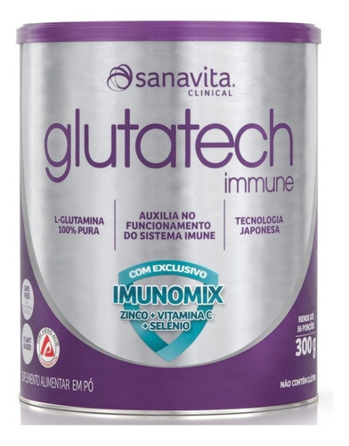 Glutamina Glutatech® Immune - 300g - Sanavita Sabor Without flavor