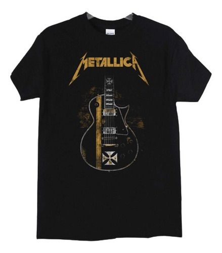 Metallica Guitar polera negra Hombre Manga Corta