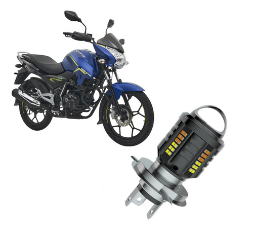Foco Lupa Proyector Luz Bco Amarillo Moto Pulsar Discover125 H4 Negro Blanco Y Amarillo
