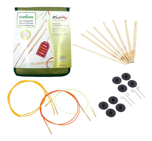 Kit De Agulhas Intercambiáveis Bamboo Crochê Knitpro 25pçs