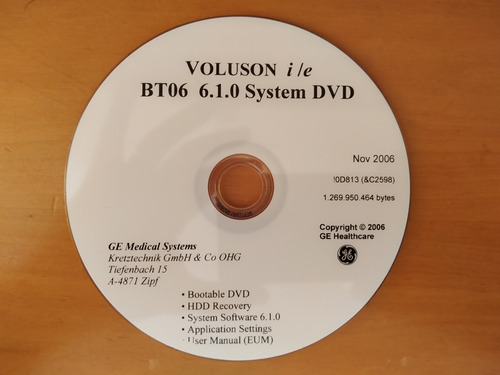 Disco Instalación Ultrasonido Voluson I E (Usado)