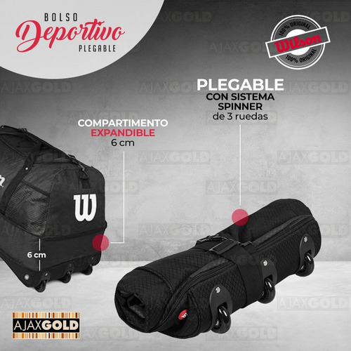 Imagen 3 de 9 de Bolso Wilson Deportivo Viaje Urbano Fitness Bolsillo Gym
