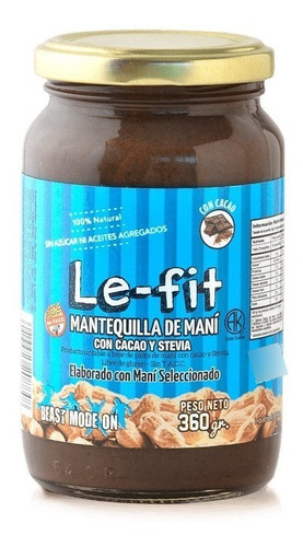 Mantequilla Mani Le Fit Chocolate Cacao 360g Vegan S/ Azucar