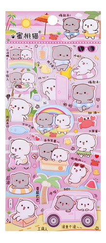 Stickers 3d Peach Cat Kawaii