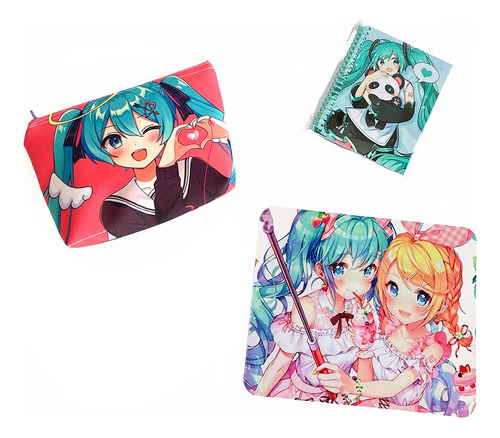 Hatsune Miku Set 3 Piezas Estuche + Mousepad + Libreta