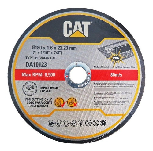 Disco Cat Para Corte Metal De 180x1.6x22mm Kit 5pzas Fubral