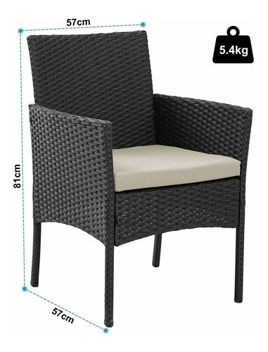 Set Juego De Jardin 4 Piezas Patio Rattan Mesa De Vidrio