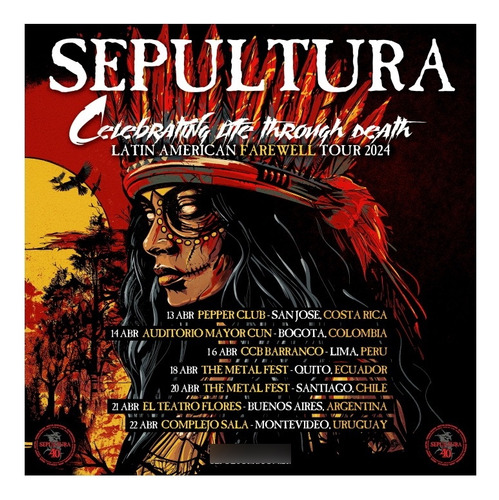 Poster Sepultura 35x35cm Show Turnê Sepultura Farewell Tour