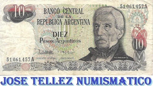 Bottero 2614a 10 Pesos Argentinos Fondo Verde B+ Palermo