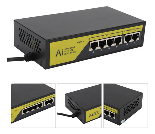 Conmutador Poe De 4 Puertos 10/100mbps/2 Puertos 10/100mbps