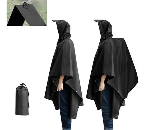Poncho Impermeable Para Lluvia, Capa De Lluvia 3 En 1 Con Ca