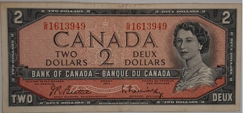 Billete Canada 2 Dólar 1954 Ro 295