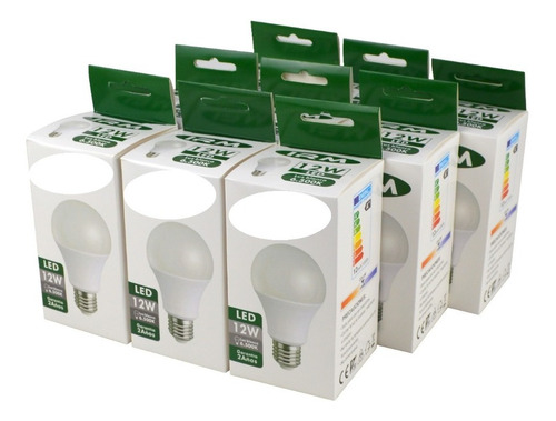 Pack 6 Ampolletas Led Bola E27 12w Luz Blanca Hogar 704