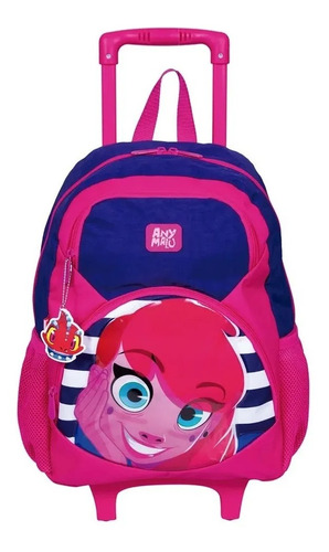 Mochila Infantil Anymalu Rodinhas Tam G Carrinho Escolar