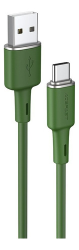 Cable De Carga Y Datos Usb-a To Usb-c Acefast Color Verde Oliva