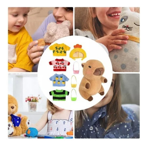 1 Peluche Capybara Con 9 Accesorios