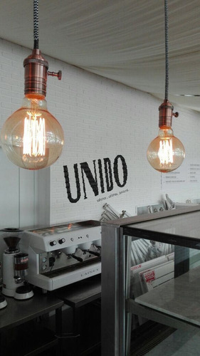 Imagen 2 de 9 de Portalampara Vintage Metalico Con 2m De Cable Textil