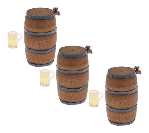 6pcs 1/12 Dollhouse Miniatures De Vasos De Barril De Cerveza