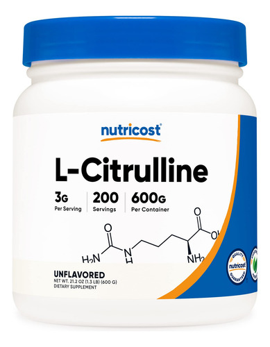 Suplemento Nutricost Pure L-citrulina Em Pó 600g