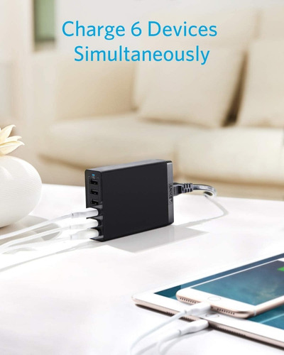 Imagen 5 de 6 de Cargador De Pared - Anker 6 Port Usb - 60w 12amp - Power Iq