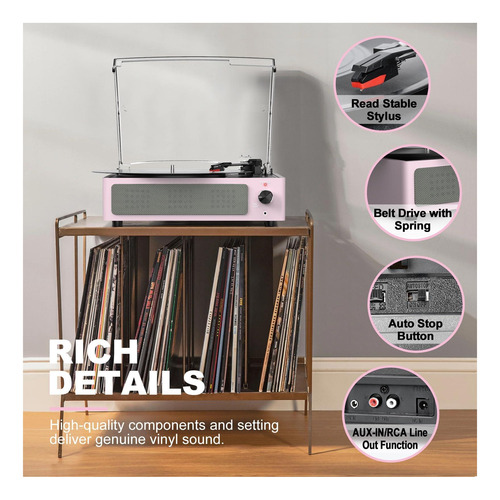 Jugador De Discusión De Vinilo Con Altavoces Giradrones Para
