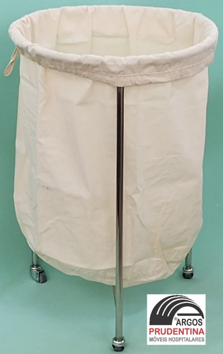 Suporte Hamper Inox P/ Roupa Hospitalar Rodízio Metálico