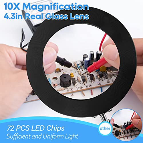 Lámpara De Lupa 10x, Brazo Oscilante Ajustable 72 Leds Luz D