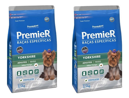 Ração Premier Cão Yorkshire 2,5kg Adulto Kit 2 Unidades