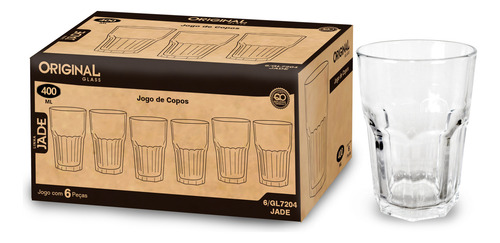 Copo De Vidro Grosso E Resistente De 400 Ml Com 06 Unidades