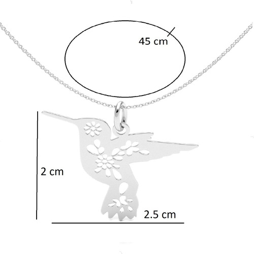 Imagen 3 de 10 de Collar De Colibrí De Plata 925 Con Flores Agálea Mujer 45 Cm