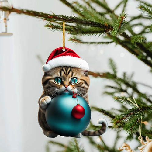 10 Pcs De Colgante De Árbol De Navidad Para Gatos