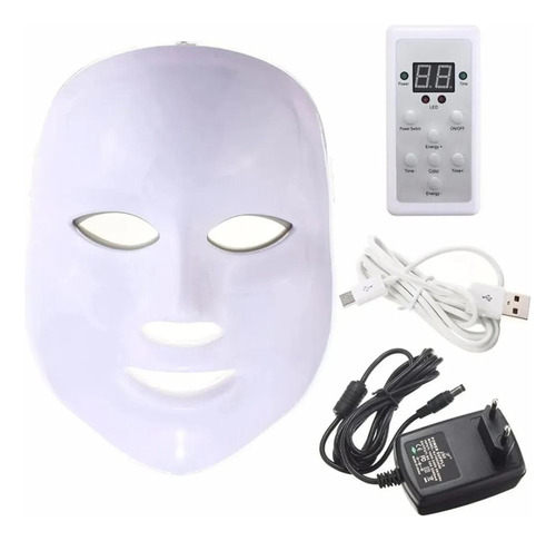 Máscara Led 7 Cores Fototerapia Facial Tratamento Pele Acne