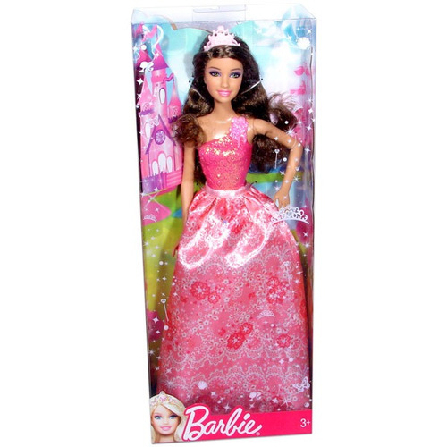 Barbie Cuento De Hadas Con Bello Vestido Rosa Brillante