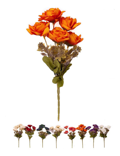 Flores Artificiales Rosas 6 Cabezas X6 U Mayorista Deco