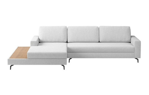 Sofá Confortável 322cm Linho Cinza Loft Chaise/deck Esquerda