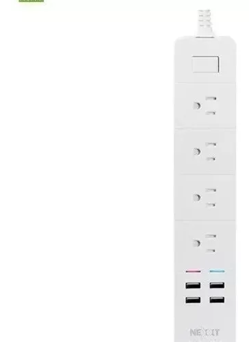 Regleta Inteligente Wifi Nexxt, Google Alexa / 4 Tomas 4 Usb Color Blanco