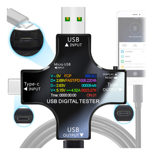 Detector De Amperímetro De Tensão Usb Atorch Type C Pd