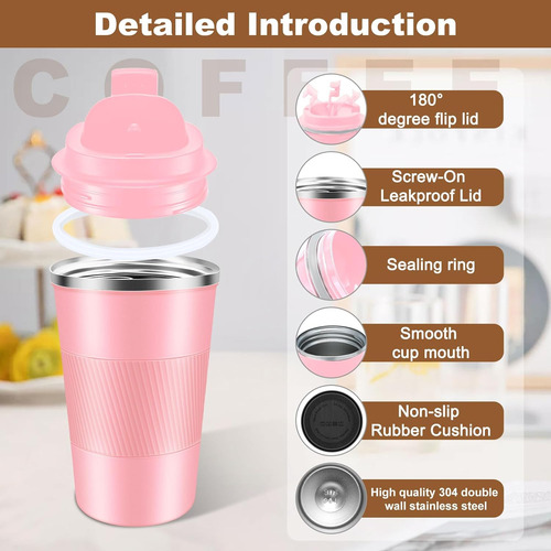 Taza De Café Aislada De 12 Oz Con Tapa, A Prueba De Píldoras
