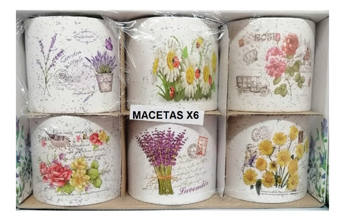 Macetas De Ceramica X 6 Alto 9cms Diametro 10cms